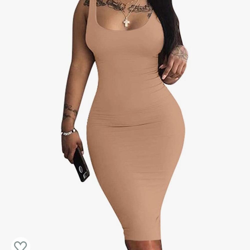 LAGSHIAN Women's Bodycon Tank Dress Sleeveless Basic Midi NWT